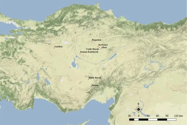 Figure 1: The location of Kaman-Kalehöyük and its neighbours (adapted from  QCIS). 