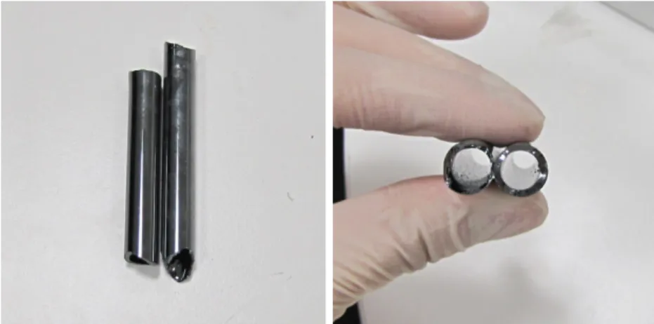 Figure 3.8: As 2 Se 3 tubes after extracting from quartz ampoule.