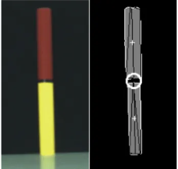 Fig. 13. Left: A red-yellow landmark as seen by the robot. Right: