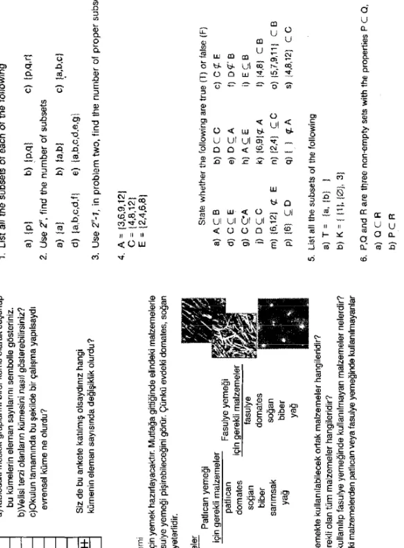 FIGURE 1 Question Examples From the Set Learning Unit Taken From a New (Durmus et al., 2008) and Old (Baglan et al., 1986) Sixth-Grade Textbook