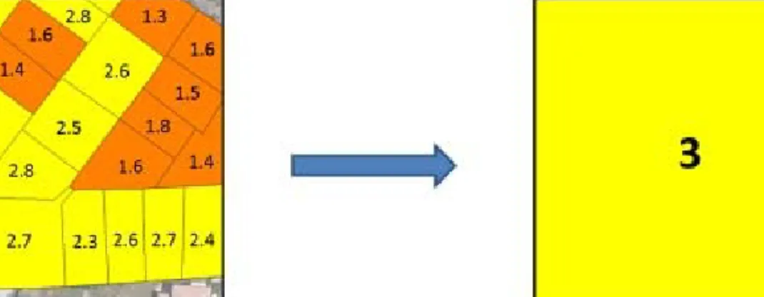 Figure 4  An example of spatial aggregation for a grid cell (see online version for colours) 