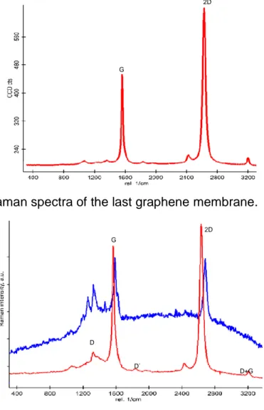Figure 22. The Raman spectra of the last graphene membrane.  