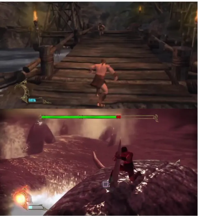 Figure 10. Mise-en-scène and camera movement in video games. Beowulf the Game  (2007) 