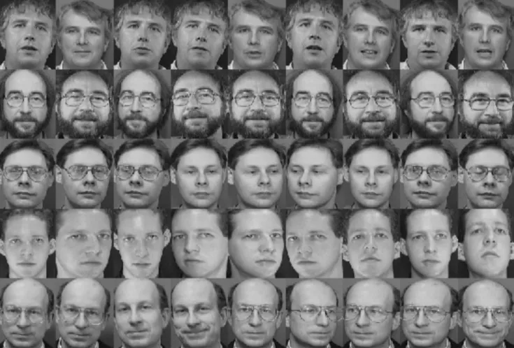 Fig. 6 Sample images for randomly selected subjects from the ORL Face Database.