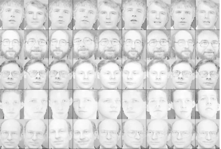 Fig. 9 Illumination-compensated sample images for randomly selected subjects from the ORL Face Database.