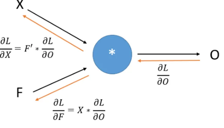 Figure 2.4: Gradients of input, ∂X ∂L and filter ∂F ∂L , with respect loss function, L, are given