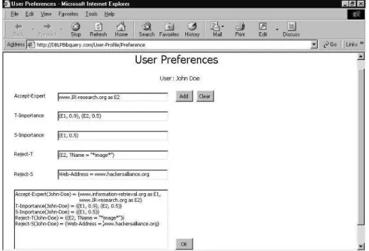 Figure 3.3: User preference specification form