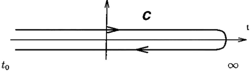 Figure  A.l:  The  time loop  along  which  the operator  Tc  orders  its  arguments.