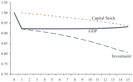 Figure 4. Macro aggregates in the underdeveloped region under contagion of global crisis.