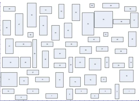 Fig. 6 The layout of 60 disjoint rectangles used to generate sample test problems