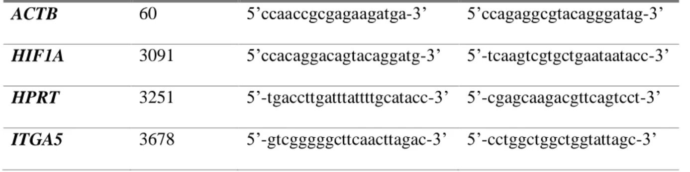 Table 3. 7. Sequences of forward and reverse primers used for qRT-PCR reaction  Gene Symbol  Gene ID  Forward Primer  Reverse Primer 