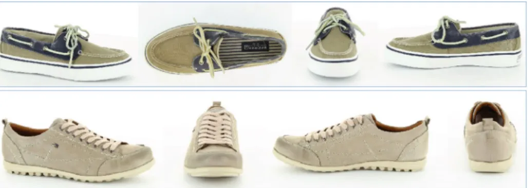 Fig. 1 Multi-view images of two different shoes. Online stores typically contain multi-view images of products