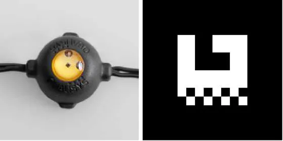 Figure 2.1: Types of markers: active marker (left), passive marker (right)
