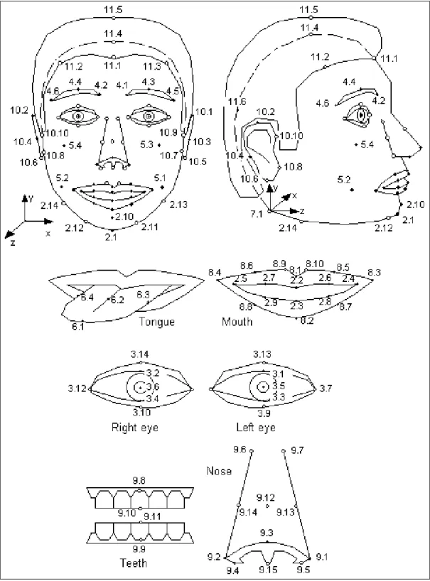 Figure 4.1: The MPEG-4 Face Deﬁnition Parameters [48].