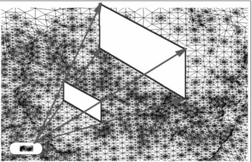 Fig. 10. A sample view-frustum on terrain data. 