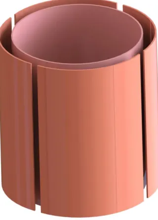 Figure  1.3  Illustration  of  a  model  piezoelectric  tube  scanner.  4-cylinder-sliced  piezoelectric  elements  are  used  for  the  actuation  in  x  and  y  coordinates  and  one  concentric cylindrical piezoelectric part for actuation in z direction