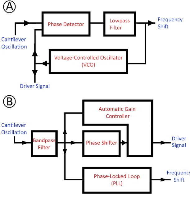 Figure 2.1 (a) Block diagram of a Phase-Locked Loop (PLL). (b) Block diagram of a  typical FM-AFM