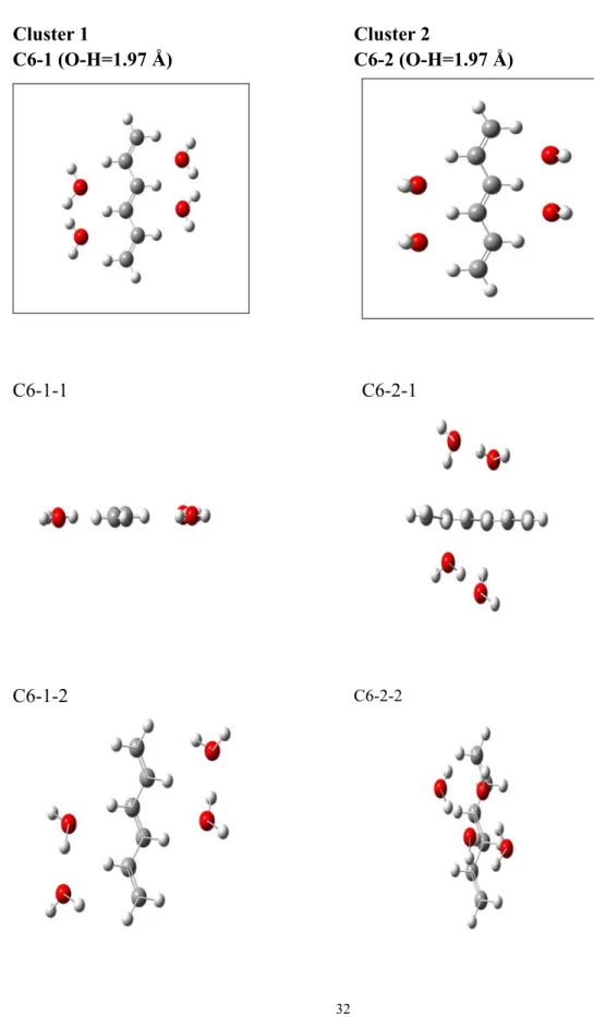 Figure 3.1.2 Designed and optimized geometries of the C 6 H 8 *4H 2 O clusters 