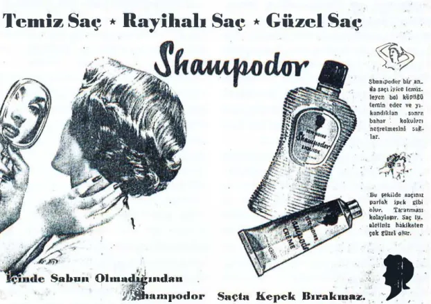 Fig. 9.2.  Advertisements for women's cosmetic producls depict the imported postwar expression of femininity, characterized by an enthusiasm  for frivolity and hygienic confldence and symbolizing modernity
