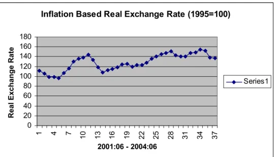 Figure 4: Inflation based real exchange rate between June 2001 and June 2004
