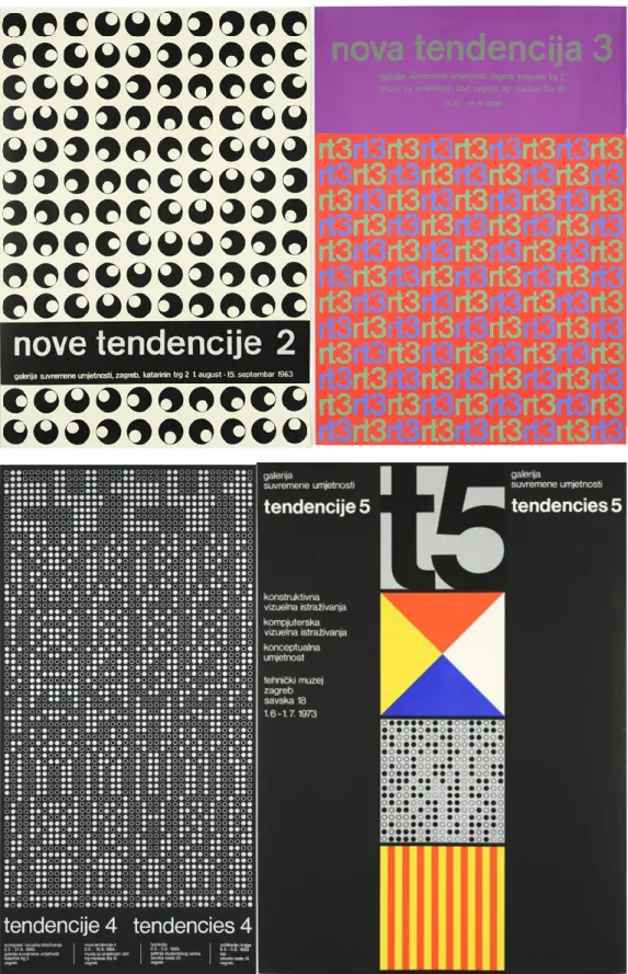 Figure 10. Other 4 New Tendencies exhibition posters designed by Ivan Picelj.