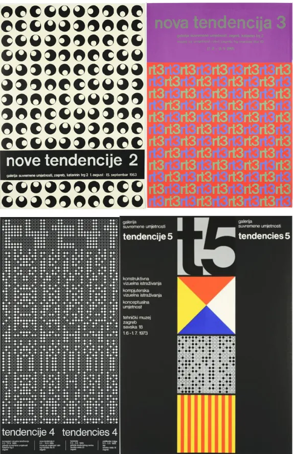 Figure 10. Other 4 New Tendencies exhibition posters designed by Ivan Picelj.