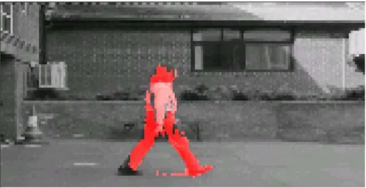 Figure 3.5: Moving pixels detected by the system are shown.  