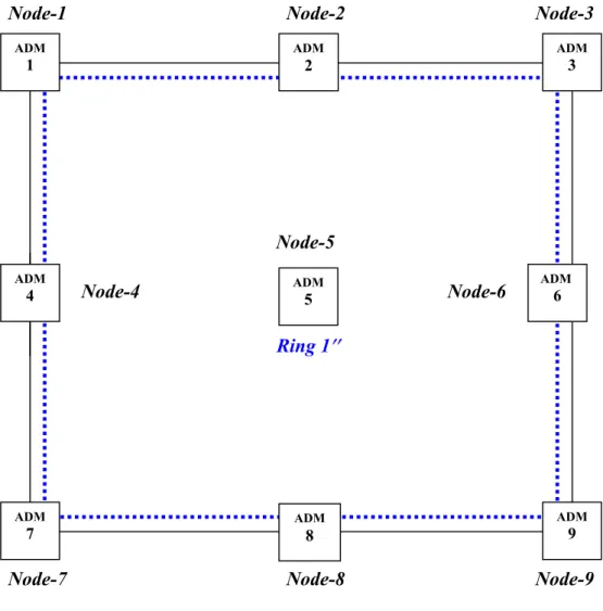 Figure 2.18 The SDH ring structures and face merges. 
