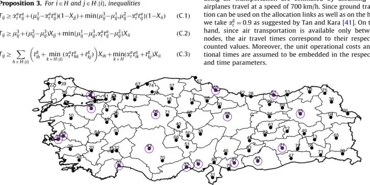 Fig. 1. The 81 demand nodes and the 16 candidate hub locations on the Turkish network.