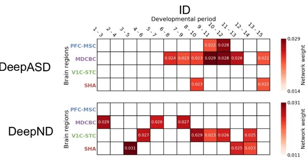 Figure 5.6: Normalized average probabilities assigned to top percentile risk genes by DeepASD (top) and DeepND (bottom) for ID