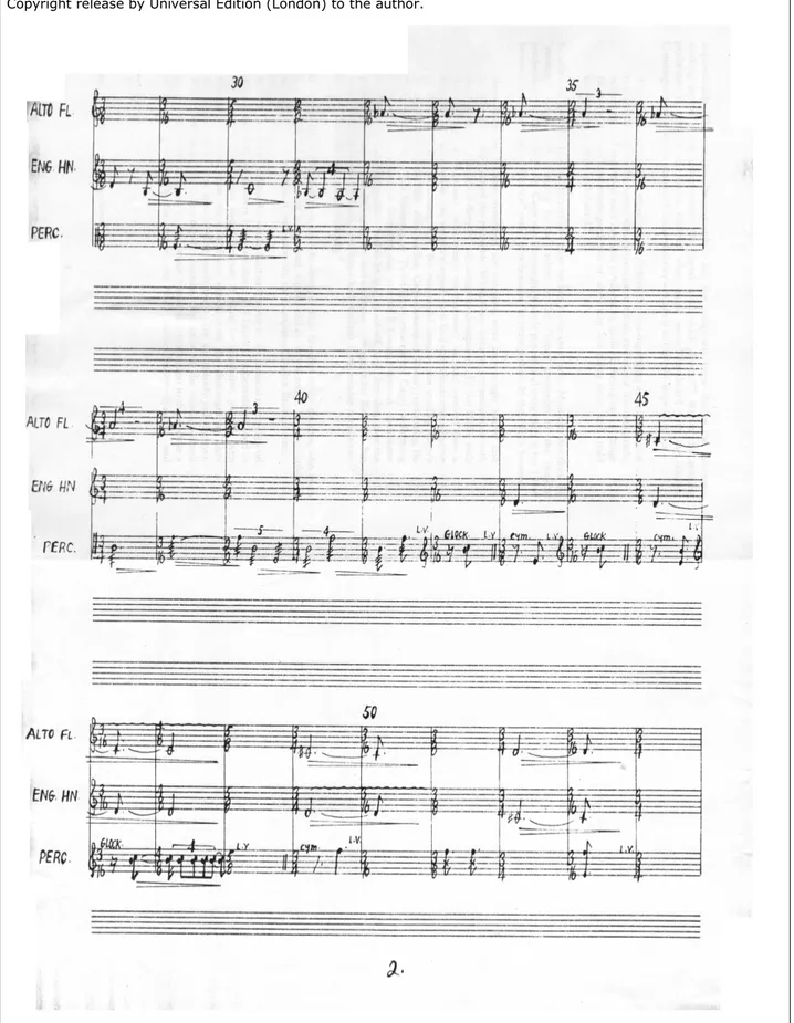 Figure 7: Morton Feldman, Instruments III 2 (for flute, oboe, and percussion, 1977).