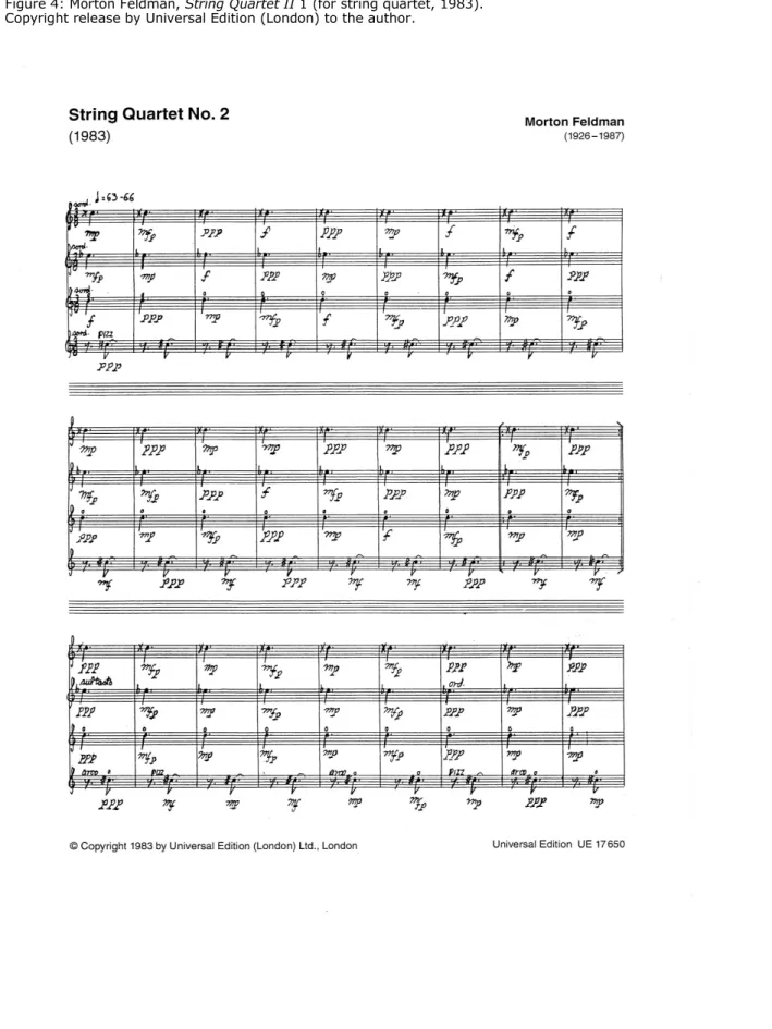 Figure 4: Morton Feldman, String Quartet II 1 (for string quartet, 1983).