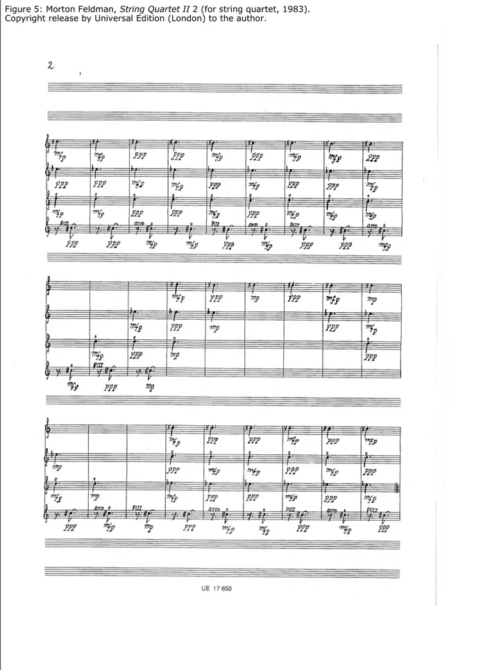 Figure 5: Morton Feldman, String Quartet II 2 (for string quartet, 1983). 