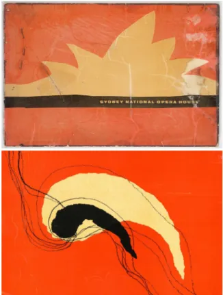 Fig. 6 The front [above] and back [below] covers of Utzon's Sydney National Opera House (Red Book)