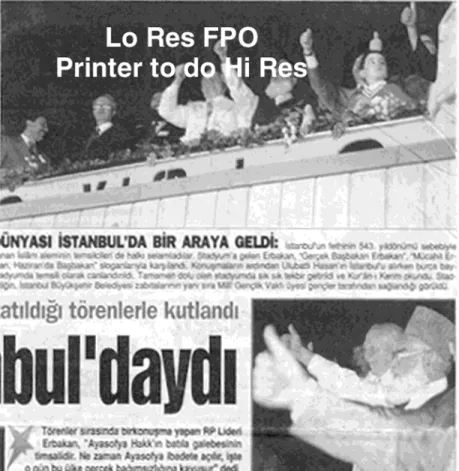 Figure 4. Refah Party’s leader Necmettin Erbakan giving the “Refah salute” with his guests dur- dur-ing May 29 celebrations