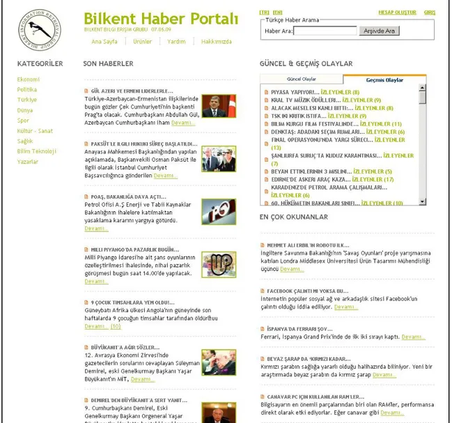 Figure 1.1: Bilkent News Portal’s main page. 