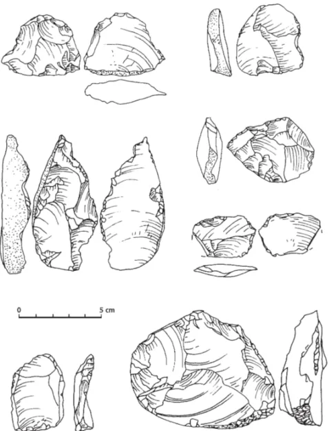 Abb. 3 Auswahl an lithischen Geräten aus der Yarımburgaz-Höhle, Küçükçekmece, Istanbul (nach Arsebük / Özbaşaran 1999).