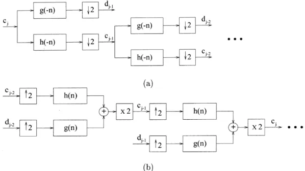 Fig. 3. (a) Analysis and (b) synthesis of DWT coef®cients.