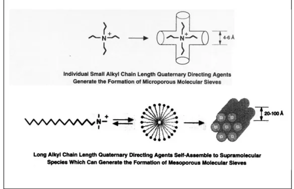 Figure 5. Formation of microporous and mesoporous molecular sieves by using short and long alkyl chains [63].