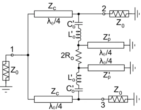 Figure 3.10: Schematic diagram of the divider by merging the optimal even mode and odd mode isolation networks.