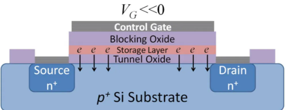 Figure 3.9: Erase operation of the memory device by applying negative gate voltage