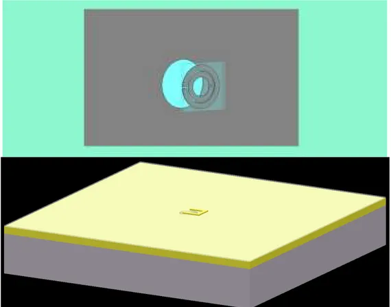 Figure 2.14: Schematic representations of SRR devices for a) Microwave Regime b)  Optical Regime