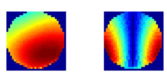 Figure 4.1: Circularly polarized magnetic field (left) and electric field (right) distributions of one of the coils.
