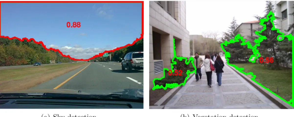 Figure 2.4: Pixel classification based object detection examples.