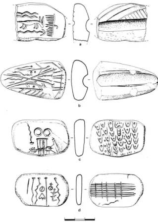 Figure 25. Stone Plaques from Jerf el-Ahmar (Stordeur, D., Jammous, B., Helmer,  D., Willcox, G