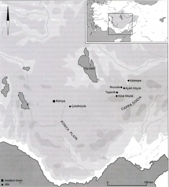 Figure 1. Map of Central Anatolian “model sites” mentioned in the text (Düring, B. 