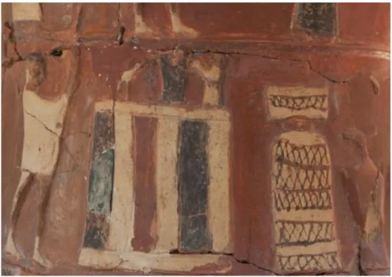 Figure 26:  İnandıktepe A vase, frieze 2:  sword-bearer, temple, altar, vase (D. Osseman)