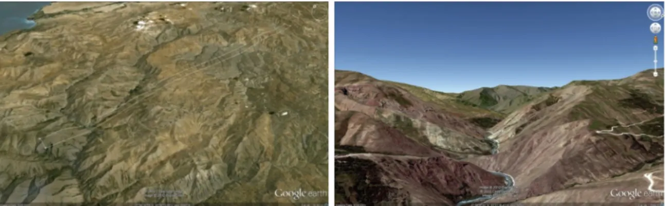 Fig. 5. Views of the terrain from different angles. Pictures were obtained from Google Earth