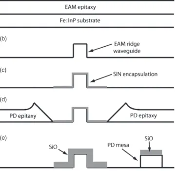 Figure 12.3.       MSAG process for the monolithic integration of a photodetector (PD) and an 