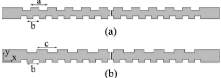Fig. 1. Schematic of the metallic (Al) grating structures with subwavelength slit at the center, which is 2 mm wide and 8 mm long